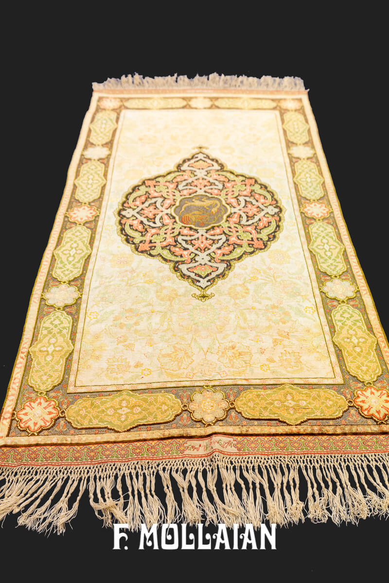 Qum Kapi Rug Gold-Green Color n°:473663